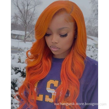 #350 color wig Pre plucked Human Hair Lace Front Wigs Ginger Orange 13x4 13x6 Lace Frontal Curly Lace Frontal Wigs 180% density